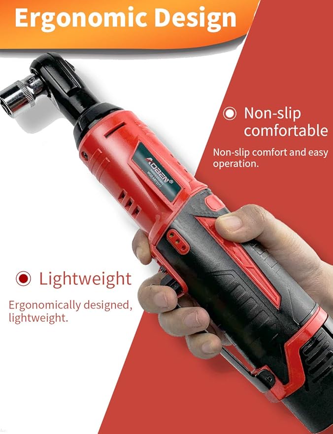 AOBEN Cordless Electric Ratchet Wrench Set, 3/8" 12V Power Ratchet Tool Kit With 2 Packs 2000mAh Lithium-Ion Battery And Charger