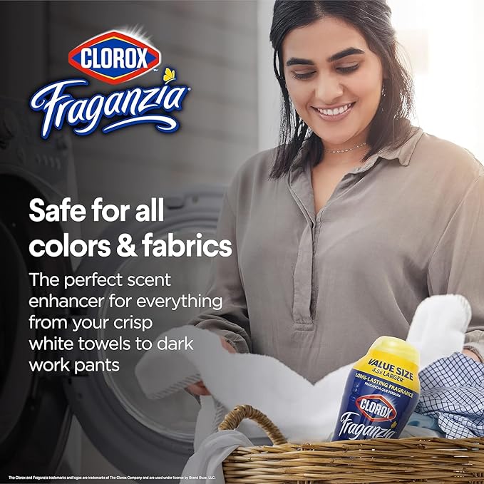 Clorox Fraganzia Laundry Scent Booster Crystals, In-Wash Fragrance Beads for Fresh-Smelling Clothes & Linens, Safe for All Fabrics & Colors, Easy-Pour Bottle, Vanilla Scent, 70 Oz - 6 Pack