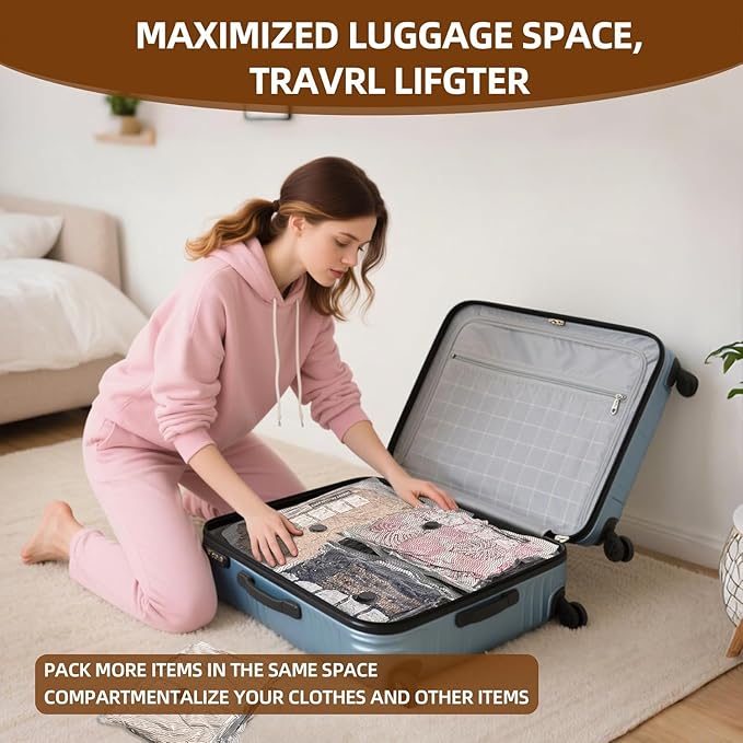 Travel Vacuum Storage Bags, 9 Pack Carry-On Size for Luggage and Suitcase, Vacuum Storage Bags, Vacuum for Bags Storage, Space Saver for Clothes & Clothing - 80% Space Saver(No pump)