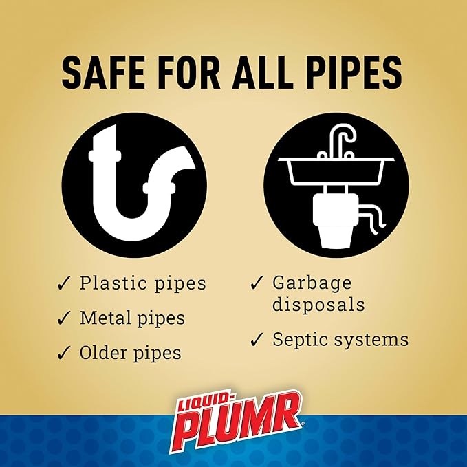 Clorox Liquid-Plumr Advanced Action Clog Destroyer Gel, Removes Multiple Types of Clogs including Hair, Deodorizes and Freshens, Safe for All Septic Systems and Pipes, 2 Bottles, 32 fl. oz. Bottle