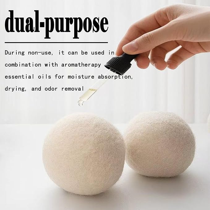 Wool Dryer Balls (6pc) – 100% Organic New Zealand Wool, Natural Fabric Softener, Reusable, Reduces Wrinkles & Drying Time, Eco-Friendly, Lint-Free, Chemical-Free Alternative to Dryer Sheets