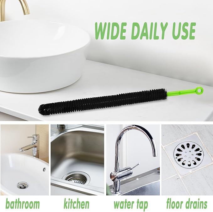Sewer Drain Brush, Flexible Bendable Long Pipe Cleaners, Cleaning Tool for Home Kitchen Sink, Bathtub and Shower Hair Clogs