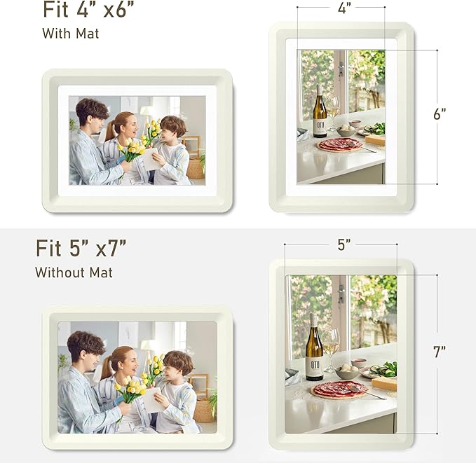 5x7 Picture Frame, Clear Acrylic Photo Frame with White Mat for 4x6 Photos, One-Piece Shatterproof Tool-Free Design, UV-Resistant Waterproof Tabletop Frame for Home Office Decor with 10-Year Warranty