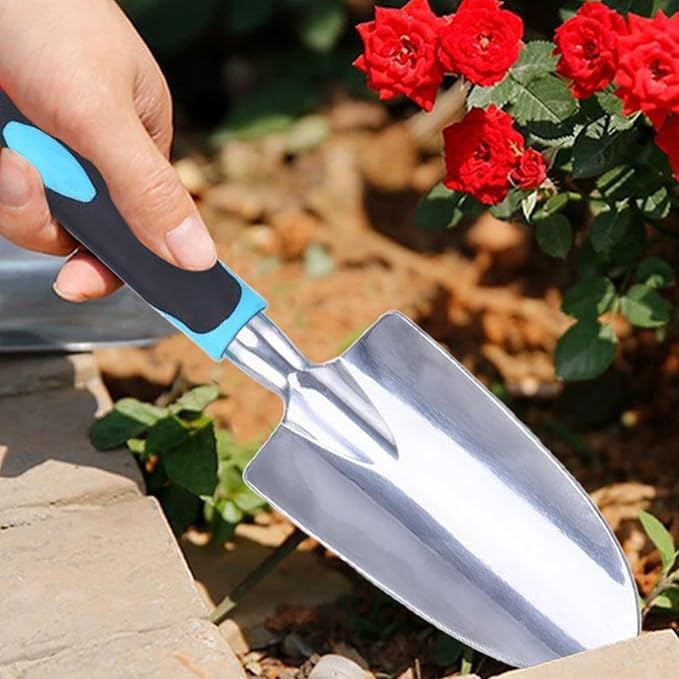 Garden Shovel Garden Hand Trowel, Heavy Duty Gardening Hand Tools with Ergonomic Handle, Rust Resistant Small Garden Spade for Diligent Farmer Soil Excavation, Planting and Transplanting (Blue)