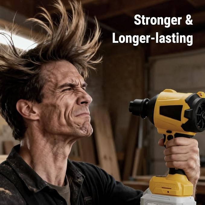 Cordless Compressed Air Duster & Blower Compatible with dewalt 20V MAX Battery (Tool Only), Brushless Motor, 3-Speed Adjustable, 50,000 RPM, LED Light, Portable Inflatable Pump for Cleaning, Camping