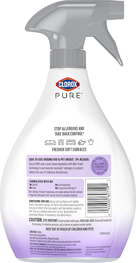 Clorox PURE Allergen Neutralizer Fabric and Carpet Spray, Nighttime Calm, 26 Fluid Ounces