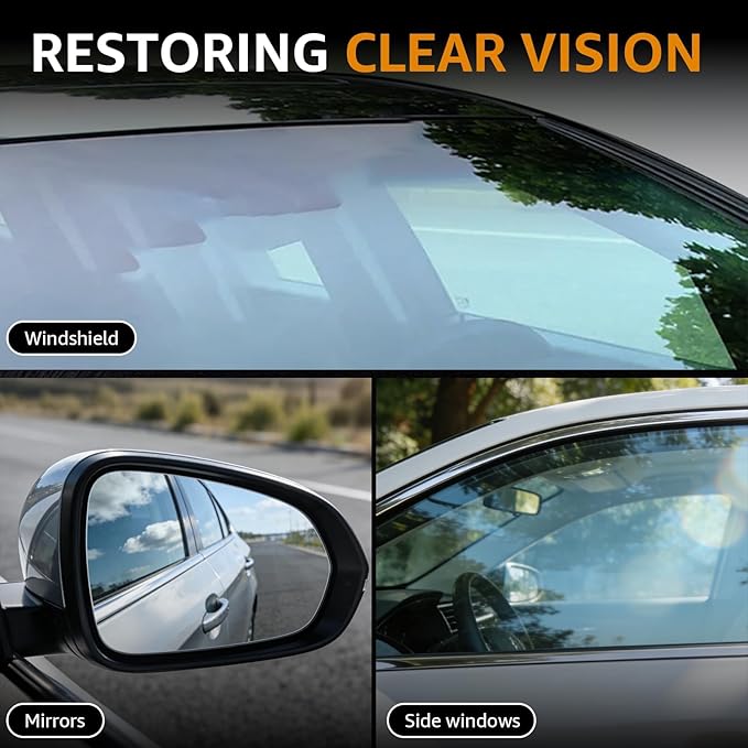 2 PACK Glass Oil Film Remover for Car, Glass Emulsion Cleaner,Automotive Oil Film Cleaning Brush, Windshield & Window Cleaner,Removes OilFilm & smudges, Enhances clarity for Safer Driving