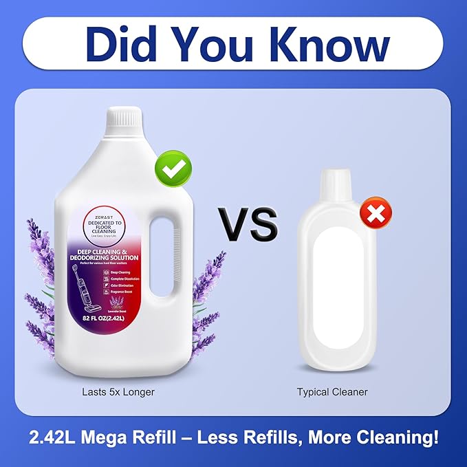 Lavender Floor Cleaning Solution, 82 FL OZ, Deep Cleans for Multiple Hard Floors, Compatible with Tineco S3/S5/S7 Pro & iFloor 3/5 (No Steam), Stain-Busting, Deep Deodorization Pet Friendly