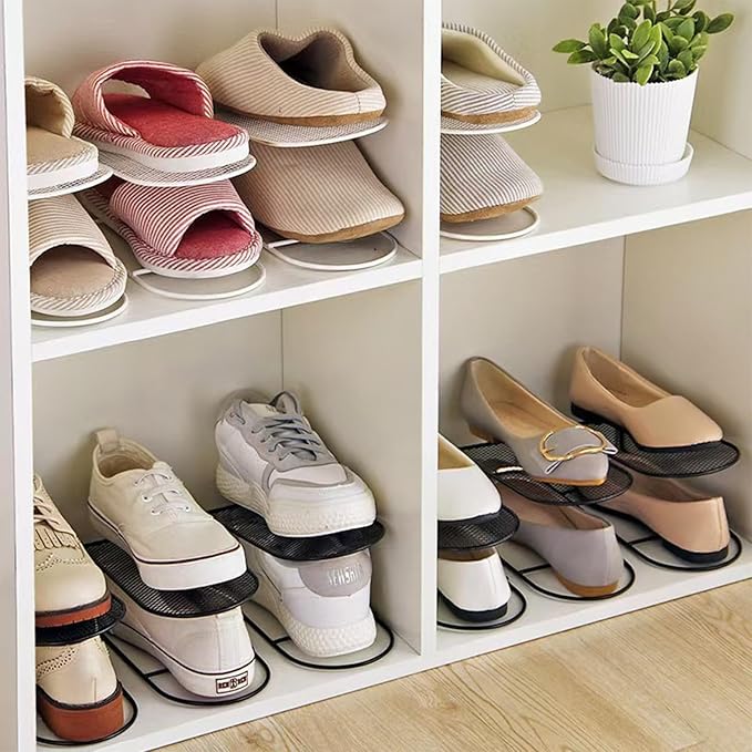 CiBiZi Shoe Slots Organizer 12Pack Metal Shoe Stackers for a Pair of Shoes Double Layer Shoe Holder Shoe Storage Closet Organizers Shoe Space Saver Organizador de Zapatos Black