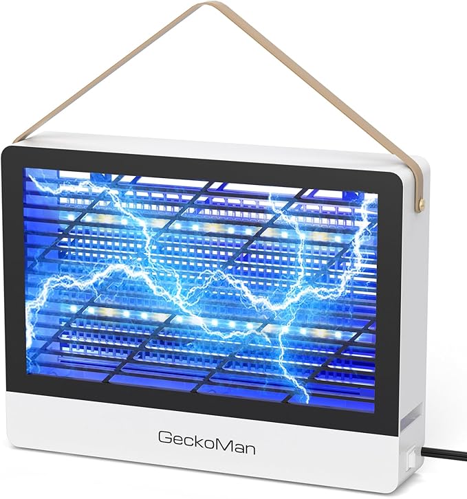 2-Pack GeckoMan LED Indoor Bug Zapper Indoor Fruit Fly Trap for Indoors Mosquito Zapper Fly Zapper, Energy-Saving Max-Attract Hybrid-Spectrum Tube • 10-Yr Life, Enhanced High-Volt Instant Kill