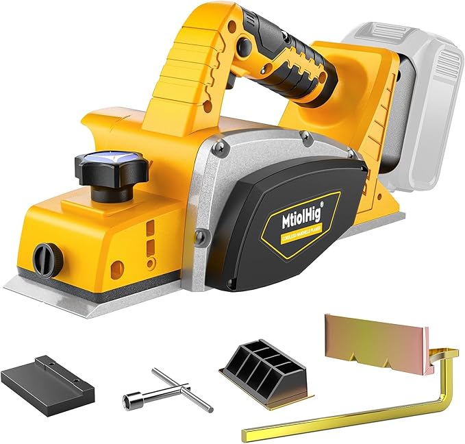 Cordless Electric Hand Planer: 3-1/4-Inch Handheld Planer Compatible with Dewalt 20V Battery (No Battery) - 15000 RPM Power Wood Planer for Woodworking, Carpentry, and Home DIY