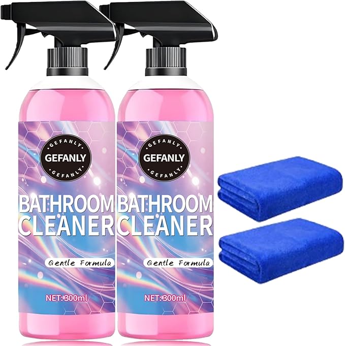 Gefanly Bathroom Cleaner, Gefanly Powerful Pink Bathroom Cleaner Spray, Heavy Duty All Purpose Bathrooms Descaler Foam Cleaners, Gentle Formula, for Tub Floor Tile,Showers,Bathtubs, Glass Surfaces