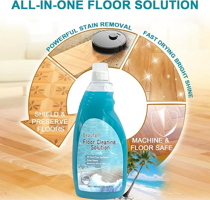 200X Concentrated Floor Cleaning Solution for All Robot Vacuum and Mop, Wet Dry Vacuums Compatible with Eufy, Roborock, Roomba, Tineco, Bissell, Shark, 29.76 fl oz Makes 47 Gallon Cleaner(Ocean Scent)