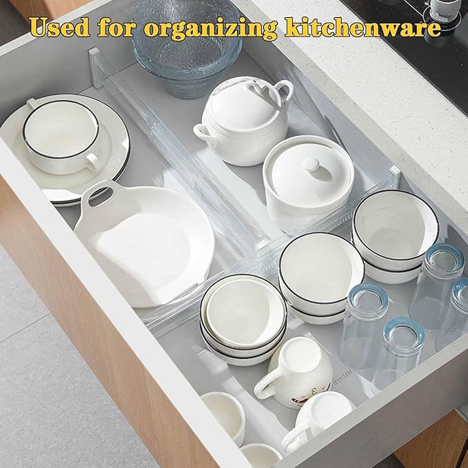 12 Pack Drawer Dividers for Clothes, 3.15" High 11.34"-19.69" Adjustable Expandable Dresser Drawer Organizer, Clear Plastic Separators for Dresser, Baby Clothing, Underwear