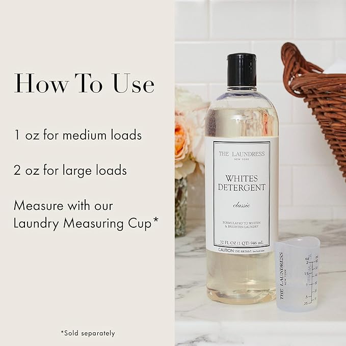 The Laundress Whites Detergent, Concentrated Laundry Detergent Liquid, Whiten & Brighten Clothes, Tough on Stains, Classic Scent, 32 oz. (Pack of 2)