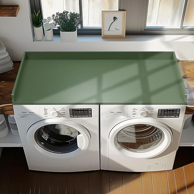 Gashell Washer Dryer Countertop, 27.5" x 54" Bamboo Washer and Dryer Countertop for Laundry Room Organization (Forest Green)