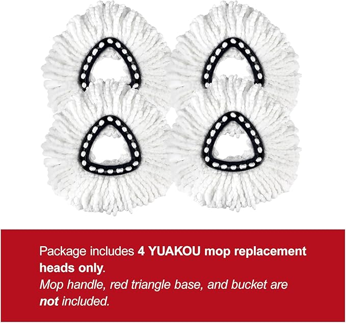 4-Pack Mop Replacement Heads for Ocedar Mop Replace Head EasyWrin Spin Mop Heads Replacements, Easy Cleaning Mop Head Replacement