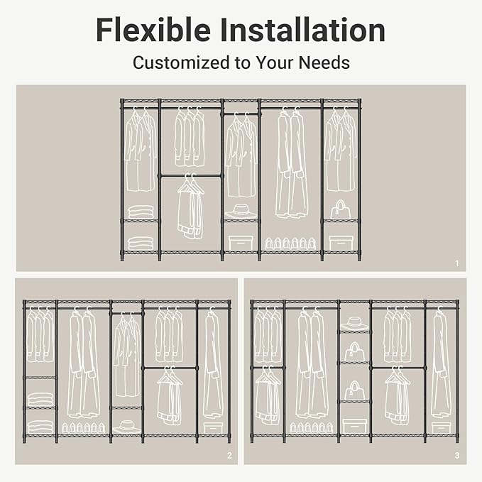 VIPEK V50 White Closet Rack, Extra Large Heavy-Duty Freestanding Wardrobe with Adjustable Shelves for Bedroom, Apartment, Walk-in Closet, 1300 lb Capacity
