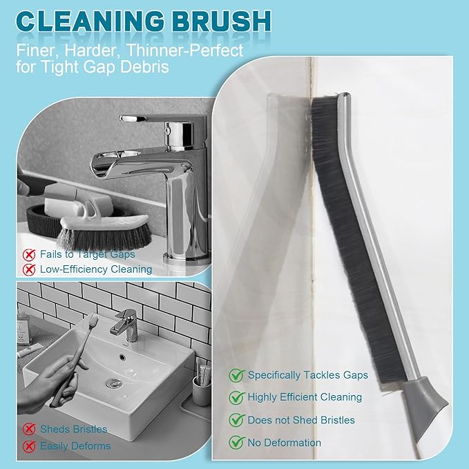 Thin Cleaning Brush Set - Gap Cleaning Tools, Multi-Purpose Hard Bristle Grout Scrub Brushes & Grout Cleaner Brush for Deep Scrubbing in Kitchen, Bathroom, Toilet, Sink Gap 3Pcs