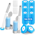 2 Pack Disposable Toilet Brush with 54 Refills, Toilet Wand Starter Kit, Toilet Brush and Holde Set, Wall Mounted Toilet Bowl Scrubber for Bathroom Maintenance