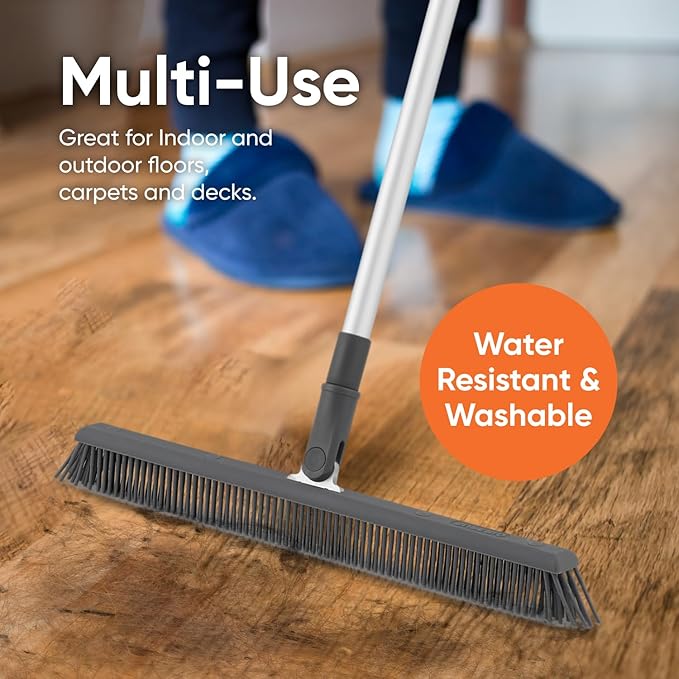 Superio 16"" Slim Silicone Salon Broom - Carpet Rake for Liquid, Human Hair, and Pet Hair, and Fur Space Saving and Easy to Wash, 12811274
