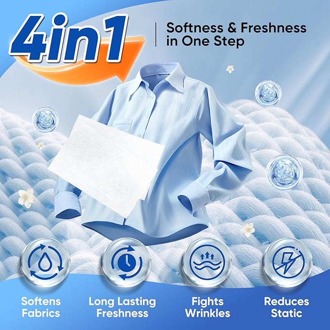 Veuslumen 1000 Count Dryer Sheets, Mega Pack Fabric Softener Sheets with Essential Oils, Long-Lasting Fresh Scent for Laundry - Softens Fabrics, Reduces Static, Fights Wrinkles