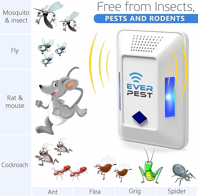Ultrasonic Pest Control Repeller (2-Pack) Plug in Flea Rat Roach Mosquito Cockroaches Rodent Spider Scorpion Fruit Fly Insect Indoor Plug Getter Robo