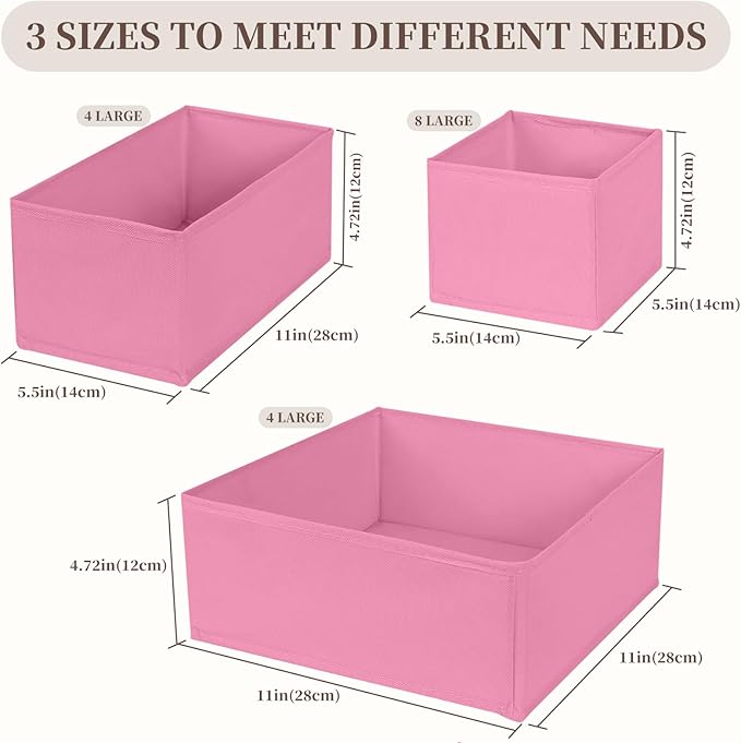 Drawer Organizer Clothes, 16 Pack Dresser Organizer Bins, Foldable Closet Organizers and Storage Fabric Dresser Bins, Shallow Drawer Dividers for Clothing, Underwears, Socks, Tie