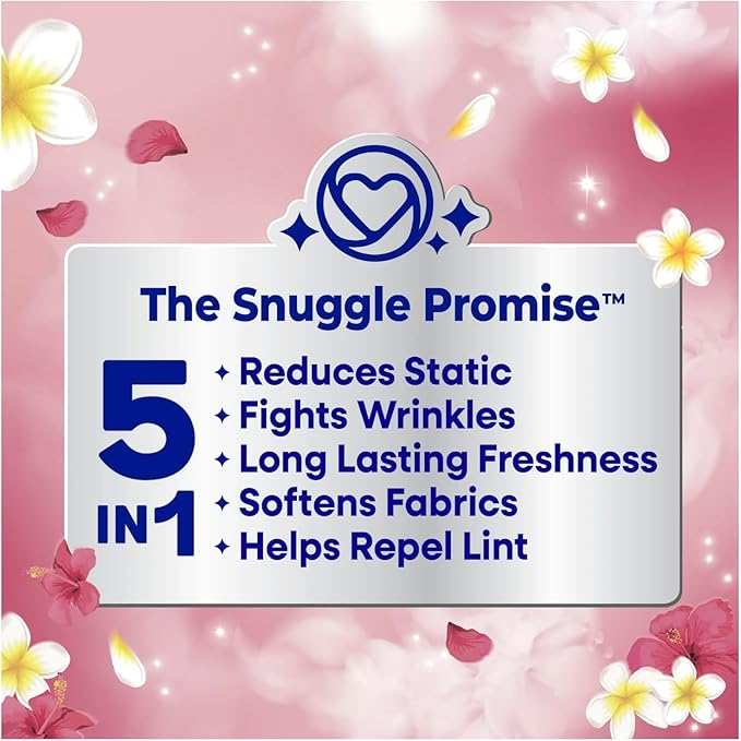 Snuggle Fabric Softner Dryer Sheets, 80 Count (Pack of 4) (80 Sheets, Fabric Softner Island Hibiscus Relaxing Paradise (Pack of 4))