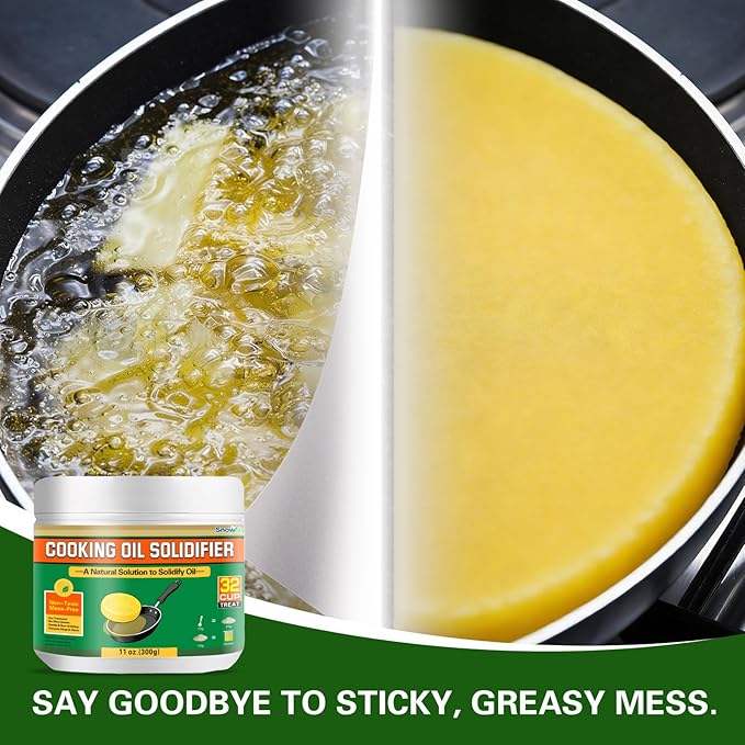 SnowLlily Cooking Oil Solidifier, 11 fl oz (32 Cups) | Grease Solidifier Powder for Easy Disposal | Hardens Used Fry Oil Up to 2.2 Gallons for Clean Kitchen Disposal