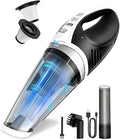Handheld Vacuum Cordless, Car Vacuum Cleaner with Powerful Suction, 2 Modes Mini Hand Vacuum, Dry & Wet, LED Light, Portable Vacuum for Car Pet Hair, Home, Office, Keyboards White Sliver
