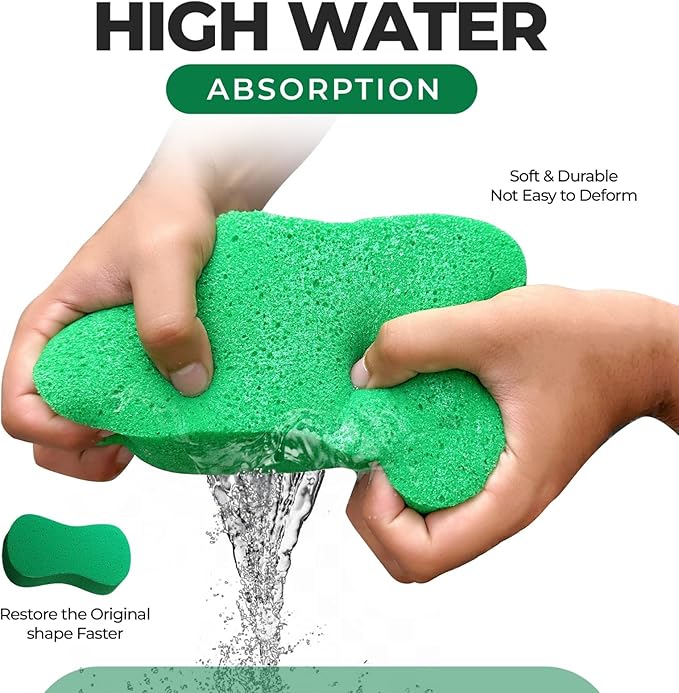 Multi-Purpose Sponges for Cleaning - Green 10 Pack, Large Sponges for Car Washing, Tile & Grout, Bulk Pack Sponge