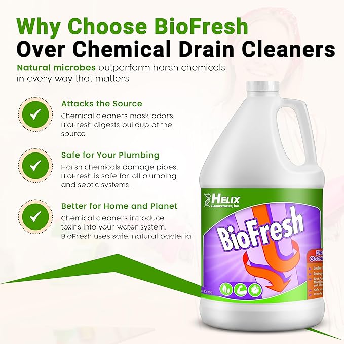 Enzyme Drain Cleaner & Deodorizer for Sink Drain, Showers, Septic Systems, Bathroom & Kitchen - Smell Remover for Fruit Fly Garbage Disposals, Dishwasher & Washing Machines - (1 Gallon)