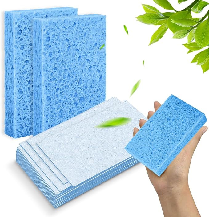 6 - Pack Non-Scratch Scrub Sponges - Sponges for Dishes and Washing Dishes, Cleaning Sponges for Kitchen Home Office, Magical 3D DIY Art and Craft Suppliers（Blue）