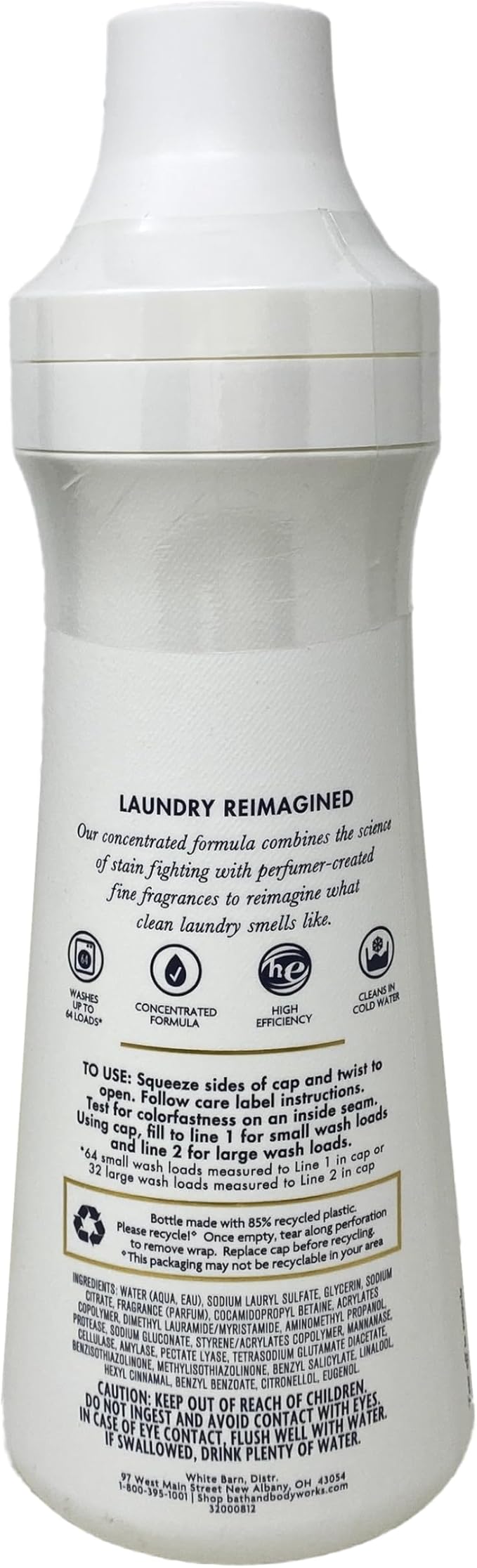 Bath & Body Works White Gardenia Fabric Care Laundry Detergent and Fragrance Booster with a Natural Oats Bar Soap