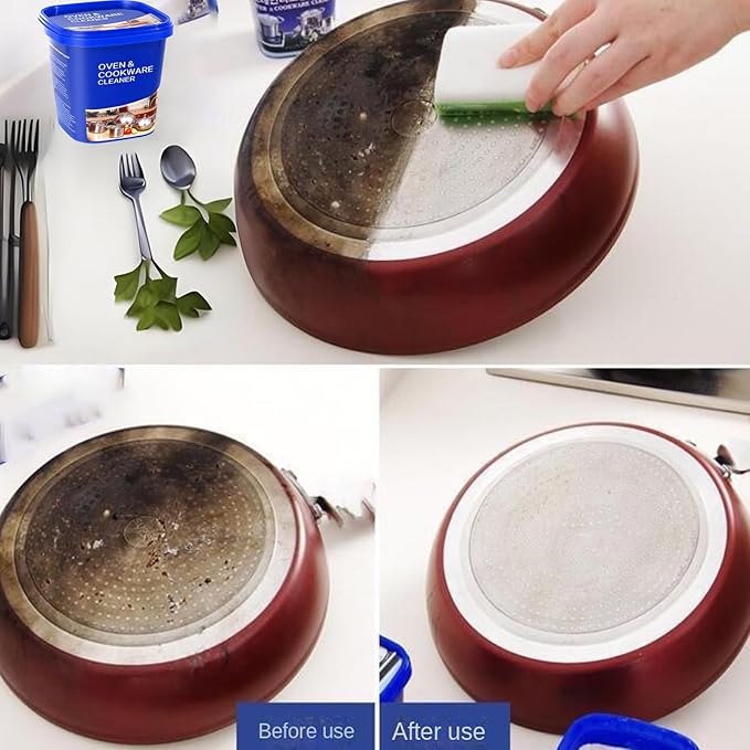 Powerful Stainless Steel Cookware Cleaning Paste 500g, Multi-purpose Household Kitchen Cleaner Tools, Washing Pot Bottom Scale Cream Detergent, Cookware Cleaner