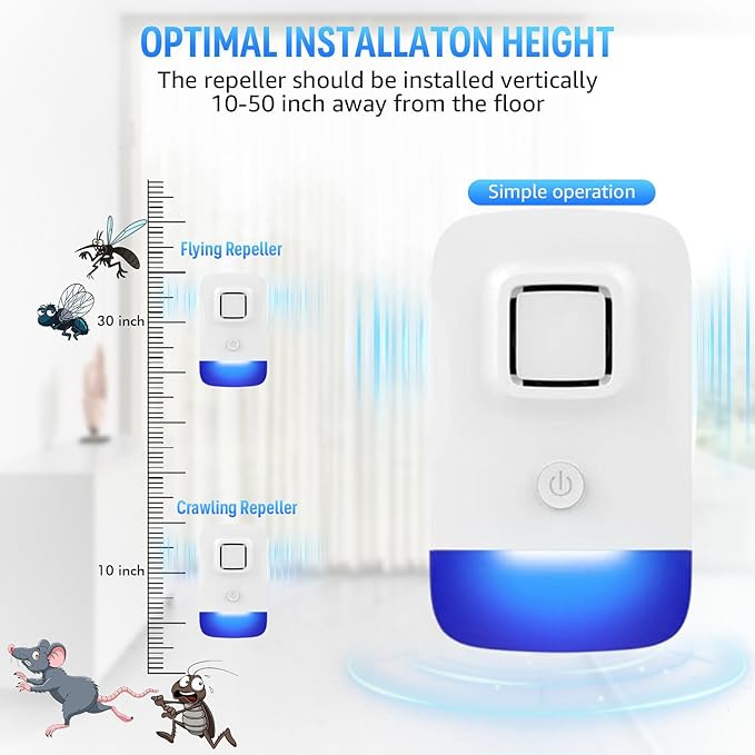 Ultrasonic Pest Control Repeller Plug in, Electronic Rodent Repellent for Indoor Home, Mosquito Repellent, Cockroach Killer, Spider Repellent (1 Pack)