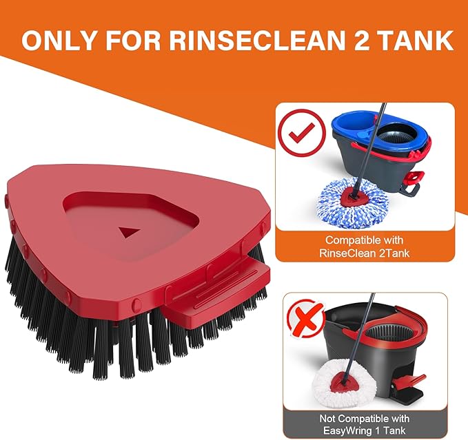 2 Pack Upgraded Spin Mop Replace Scrub Mop Brush Compatible with O Cedar 2 Tank RinseClean, Great for Kitchen, Deck, Bathroom and Shower Floor Scrubber