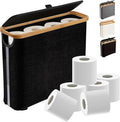 Toilet Paper Roll Storage, Bathroom Slim Toilet Paper Storage with Lid for 12 Rolls, Ultimate Bathroom Organizer with Anti-Slip Base, Black 30L