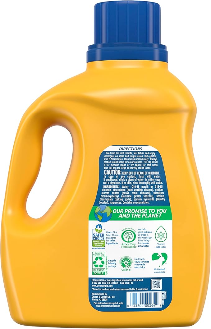 ARM & HAMMER Clean & Simple, 77 Loads Liquid Laundry Detergent, 100.5 Fl oz
