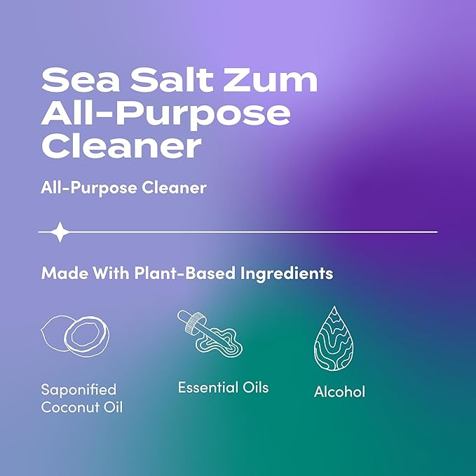 Indigo Wild Zum All-Purpose Cleaner - Natural Multipurpose Cleaner Made with Essential Oils, Baking Soda & More - Sea Salt, 16 fl oz