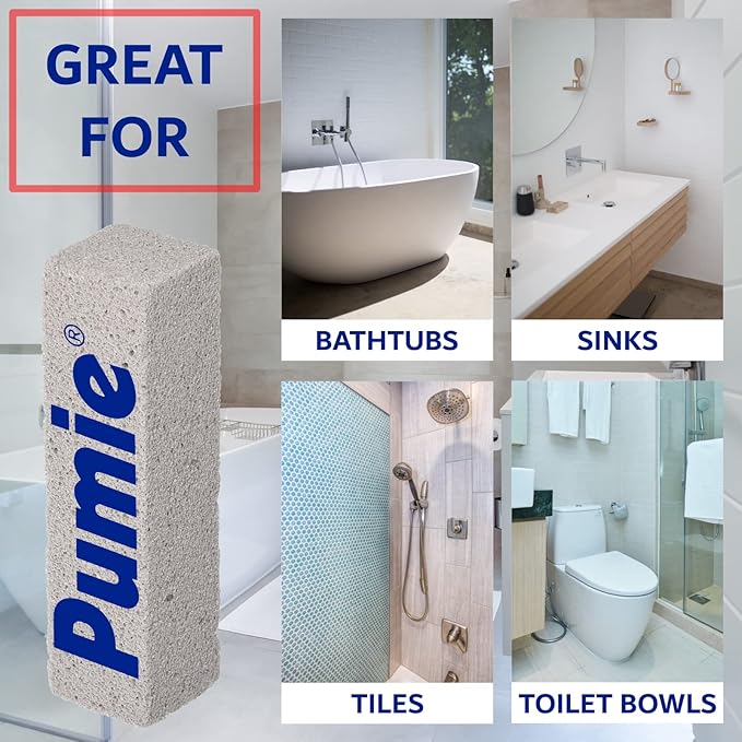 PUMIE Extra Large Pumice Scouring Stick, 2x Larger Than Regular Stick, Heavy Duty Pumice Cleaning Stone for Tough Kitchen Stains, Toilet Bowls & Rings, Extra Large Pumice Cleaning Bar for Rust & Pain