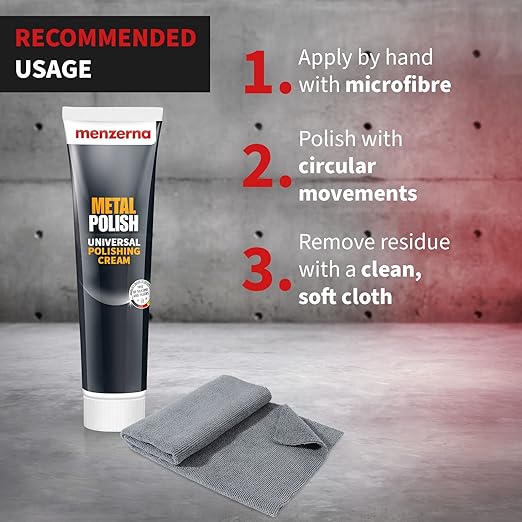 Menzerna Metal Polish Universal Polishing Cream (Cleans and Polishes Stainless Steel, Aluminium, Chrome, Brass, Copper, Silver and Plastics)