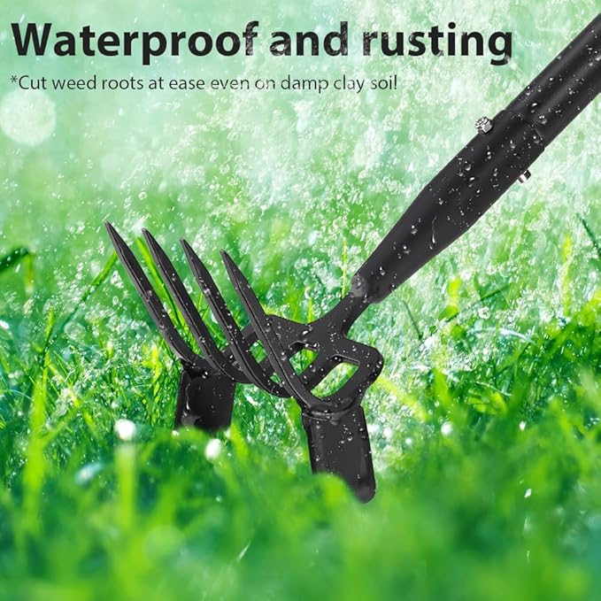 Garden Hoe, Stirrup Hoe with Adjustable Handle for Weeding Digger loosening Soil Metal Garden Cultivator with Rake Tiller Cultivator (30-73 Inch)