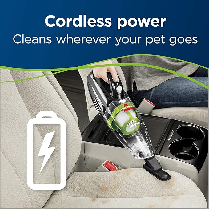 Bissell Pet Hair Eraser Cordless Hand Vacuum, Home, Auto, and Pet Vacuum, Crevice Tool, Upholstery Tool, and Motorized Brush Included, 1782