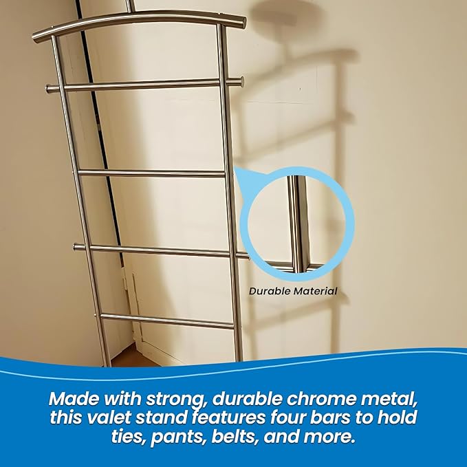 Kings Brand Furniture - Lebedev Metal Suit Valet Stand, Clothes Rack, Chrome
