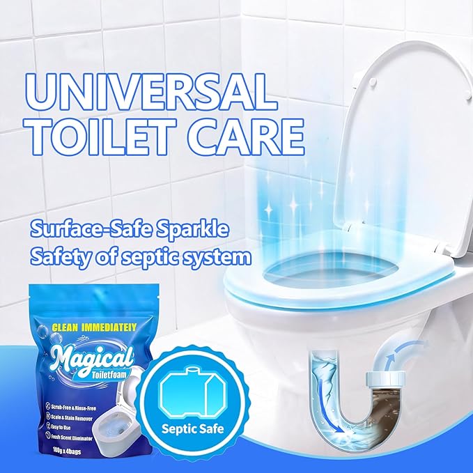 Foaming Toilet Bowl Cleaner Powder: Self-Activating Foam Toilet Cleaner for Deep Cleaning - Stain Remover for Bathroom (400g)