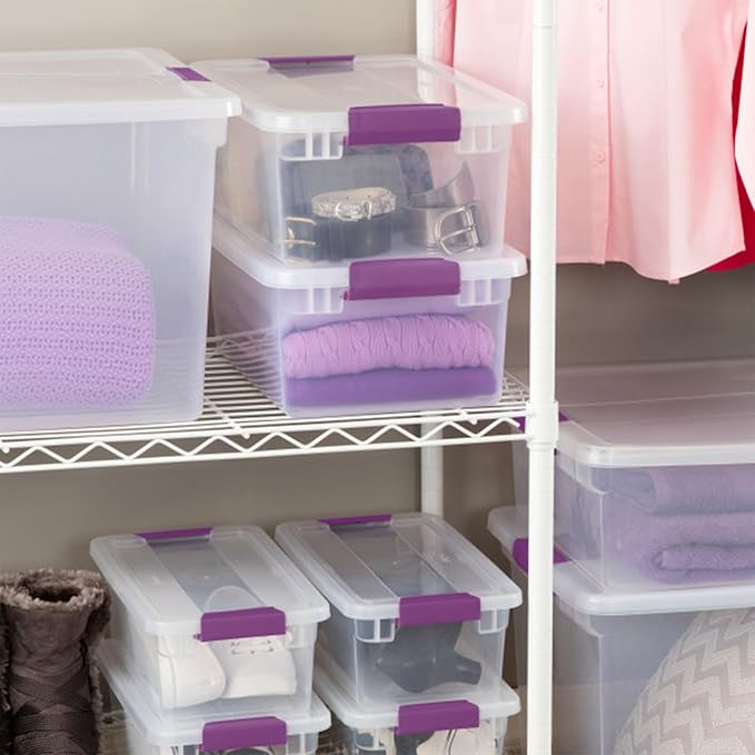 Sterilite 48-Pack 15 Quart ClearView Latch Box, Stackable Organizer Bins with Latching Lids - Clear Plastic Organization Containers for Closet, Bedroom, Shelving Units and Everyday Home Storage