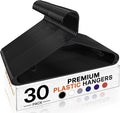 HOUSE DAY Black Plastic Hangers 30 Pack, Plastic Clothes Hangers with Built-in Strap Hooks, Space Saving Slim Hanger for Closet Organizers and Storage, Durable Clothing Hanger for Shirts Blouses Tops