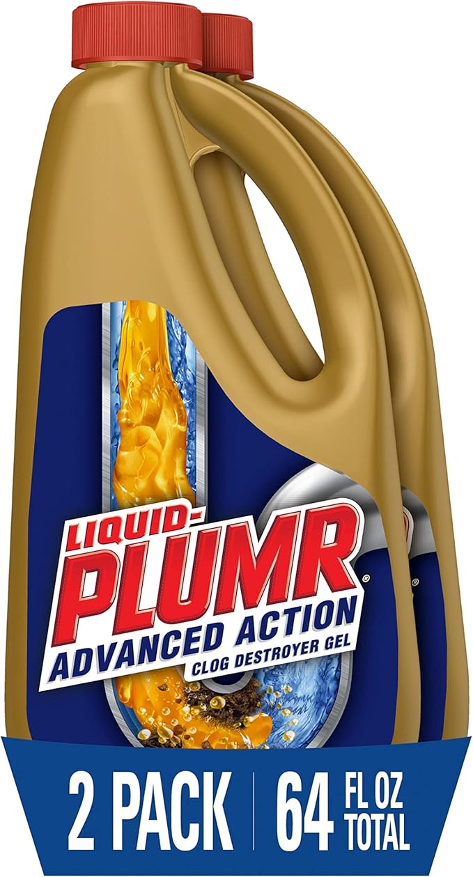Clorox Liquid-Plumr Advanced Action Clog Destroyer Gel, Removes Multiple Types of Clogs including Hair, Deodorizes and Freshens, Safe for All Septic Systems and Pipes, 2 Bottles, 32 fl. oz. Bottle